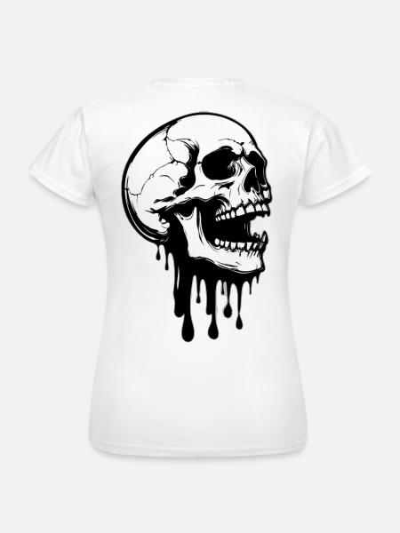 Schmelzender Totenkopf Grafik - Frauen T-Shirt - Weiß