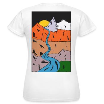 Gebirgsfluss Sonnenuntergang Panorama - Frauen T-Shirt - Weiß - Hinten - AI Model Female 172 dark (172cm)