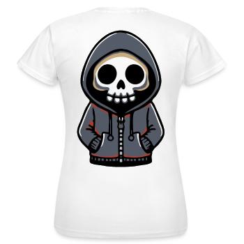 Skelett im Hoodie - Frauen T-Shirt - Weiß - Hinten - AI Model Female 172 dark (172cm)