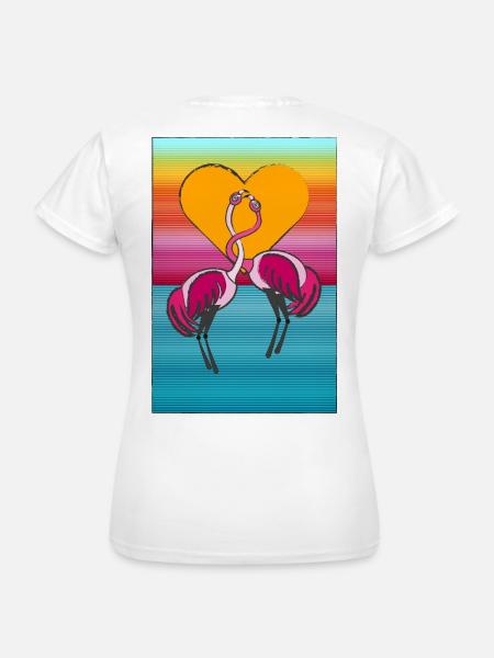 2 Liebende Flamingos - Frauen T-Shirt - Weiß