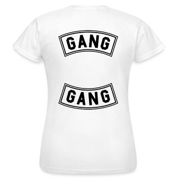 Gang-Gang Banner - Frauen T-Shirt - Weiß - Hinten - AI Model Female 172 dark (172cm)