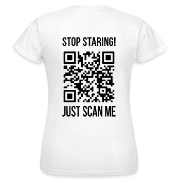 Scan Me QR Code for a Motivational Boost - Women's T-Shirt - white - Back - AI Model Female 172 dark (172cm)