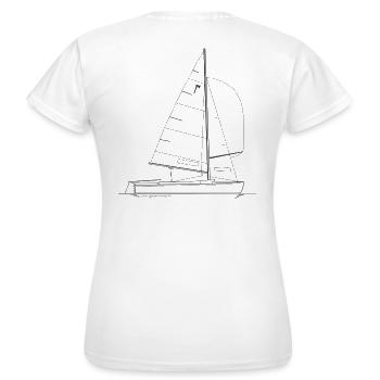 Graphique d'un canot pirate pour chemises et tasses - T-shirt Femme - blanc - Dos - AI Model Female 172 dark (172cm)