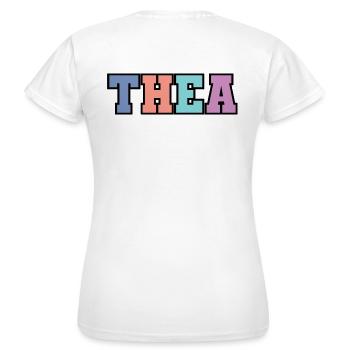 Name - Thea - Frauen T-Shirt - Weiß - Hinten - AI Model Female 172 dark (172cm)