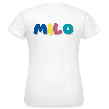 Nom - Milo - T-shirt Femme - blanc - Dos - AI Model Female 172 dark (172cm)