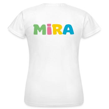Name - Mira - Frauen T-Shirt - Weiß - Hinten - AI Model Female 172 dark (172cm)