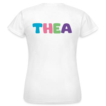 Name - Thea - Frauen T-Shirt - Weiß - Hinten - AI Model Female 172 dark (172cm)