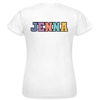 Nom - Jenna - T-shirt Femme - blanc - Dos - AI Model Female 172 dark (172cm)