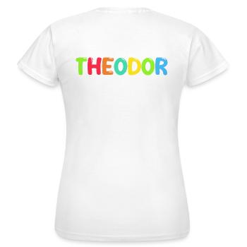 Name - Theodor - Frauen T-Shirt - Weiß - Hinten - AI Model Female 172 dark (172cm)