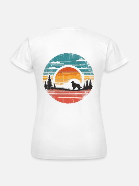 Australian Shepherd Vintage Sunset - Frauen T-Shirt - Weiß