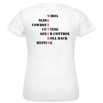 Cowboys de lettrage occidentaux - T-shirt Femme - blanc - Dos - AI Model Female 172 dark (172cm)