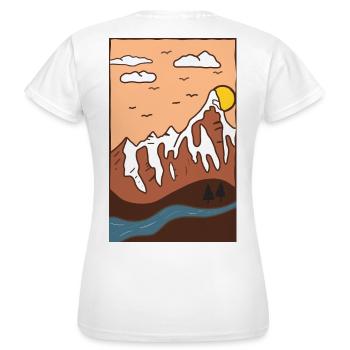 Berglandschaft Sonnenuntergang - Frauen T-Shirt - Weiß - Hinten - AI Model Female 172 dark (172cm)