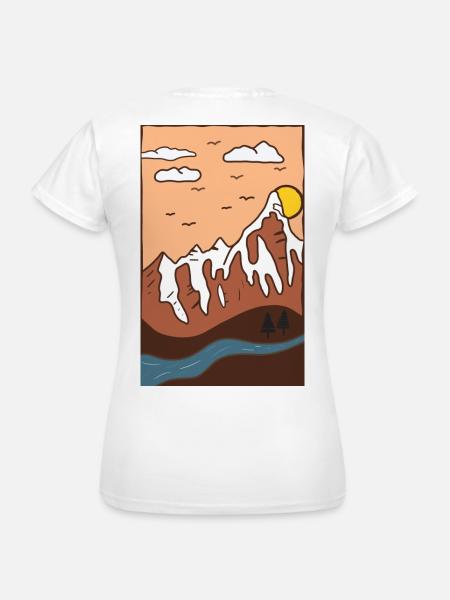 Berglandschaft Sonnenuntergang - Frauen T-Shirt - Weiß