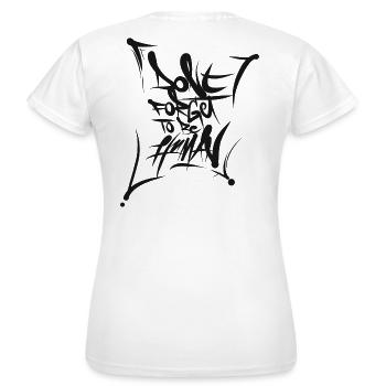 daroks dont forget to be human - Women's T-Shirt - white - Back - AI Model Female 172 dark (172cm)