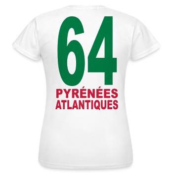 Pyrénées-Atlantiques 64 - T-shirt Femme - blanc - Dos - AI Model Female 172 dark (172cm)