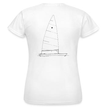 Graphique d'un dériveur laser pour chemises et tasses - T-shirt Femme - blanc - Dos - AI Model Female 172 dark (172cm)
