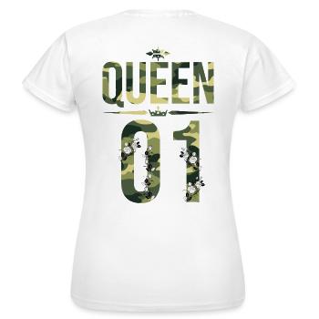 Queen King Queen Pärchenoutfit Familie Flecktarn - Frauen T-Shirt - Weiß - Hinten - AI Model Female 172 dark (172cm)