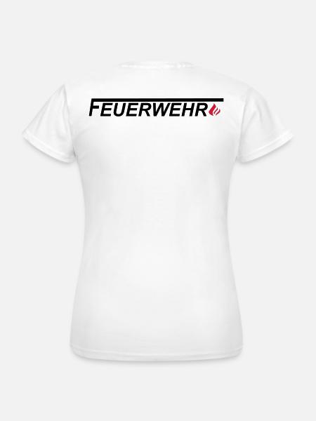 Feuerwehrlogo mit Langem F und Flamme - Frauen T-Shirt - Weiß