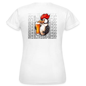 Schluckspecht - Frauen T-Shirt - Weiß - Hinten - AI Model Female 172 dark (172cm)