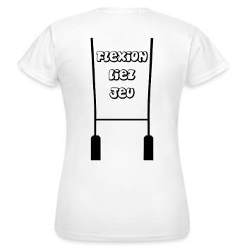 Flexion, liez, jeu - Rugby - Vêtement rugby   - T-shirt Femme - blanc - Dos - AI Model Female 172 dark (172cm)