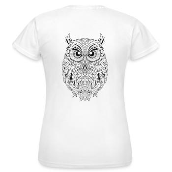 Hibou Boho magique mythique avec des motifs - T-shirt Femme - blanc - Dos - AI Model Female 172 dark (172cm)