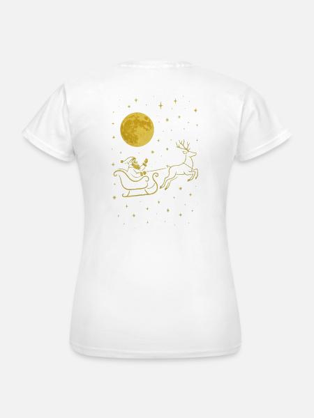 Funkelnder Weihnachtsmann im Rentierschlitten - Frauen T-Shirt - Weiß