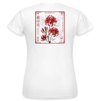 Japan Blume Rote Lilie  - Frauen T-Shirt - Weiß - Hinten - AI Model Female 172 dark (172cm)