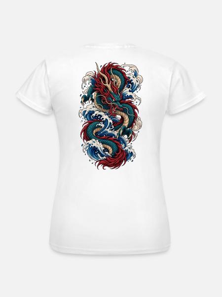 Scharlachroter Wellendrache - Frauen T-Shirt - Weiß