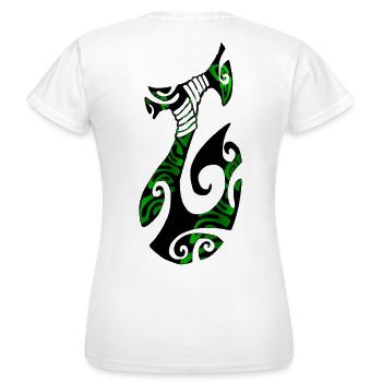 MATAU - Noir (Hameçon polynésien) - T-shirt Femme - blanc - Dos - AI Model Female 172 dark (172cm)