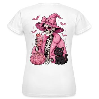 Hexen: Halloween Pink Glam-Skelett - Frauen T-Shirt - Weiß - Hinten - AI Model Female 172 dark (172cm)