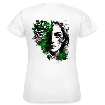 Belles plantes dame comme croquis à l’encre - T-shirt Femme - blanc - Dos - AI Model Female 172 dark (172cm)