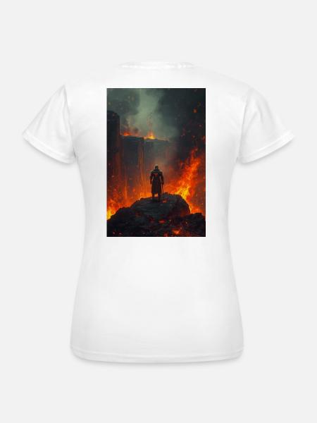 Flammender Ritter am Lavafeld - Frauen T-Shirt - Weiß