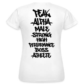 PEAK ATHLETE - Frauen T-Shirt - Weiß - Hinten - AI Model Female 172 dark (172cm)