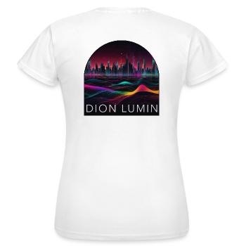 Neon Soundscape - Frauen T-Shirt - Weiß - Hinten - AI Model Female 172 dark (172cm)