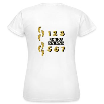 Salsa sur une empreinte - T-shirt Femme - blanc - Dos - AI Model Female 172 dark (172cm)
