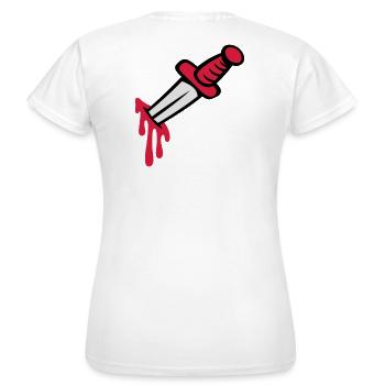 Messer in der Sie zurück - Frauen T-Shirt - Weiß - Hinten - AI Model Female 172 dark (172cm)