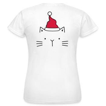 Katze Nikolaus Weihnachtsmann Mütze Weihnachten - Frauen T-Shirt - Weiß - Hinten - AI Model Female 172 dark (172cm)