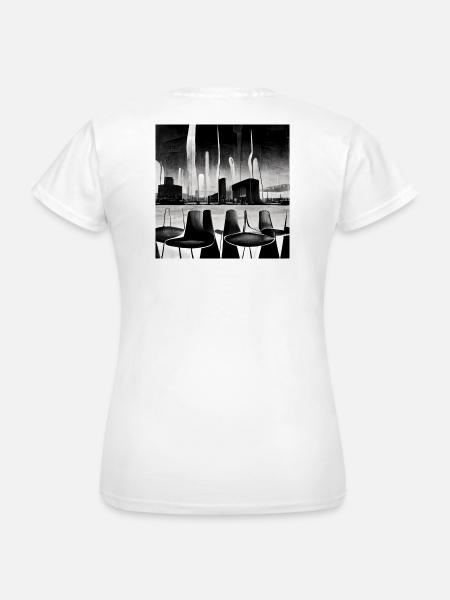 futuristische Stadtszene im fifties style - Frauen T-Shirt - Weiß