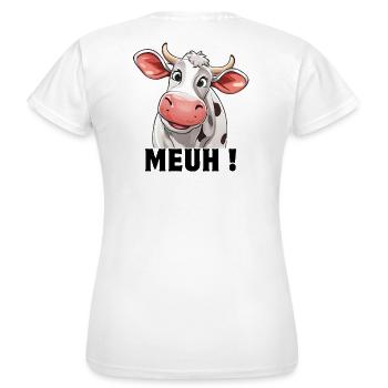Kuh, Milchkuh, Kuhbauer - Frauen T-Shirt - Weiß - Hinten - AI Model Female 172 dark (172cm)