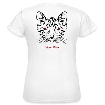 Katze, feine Miez - Frauen T-Shirt - Weiß - Hinten - AI Model Female 172 dark (172cm)