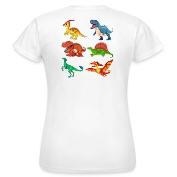 dino, dinosaure, j'aime les dinosaures - T-shirt Femme - blanc - Dos - AI Model Female 172 dark (172cm)