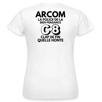 C8, freedom of expression, media, tv - Women's T-Shirt - white - Back - AI Model Female 172 dark (172cm)