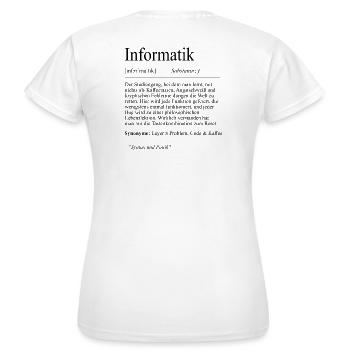 Unispruch "Informatik" Student Geschenk, Studenten - Frauen T-Shirt - Weiß - Hinten - AI Model Female 172 dark (172cm)