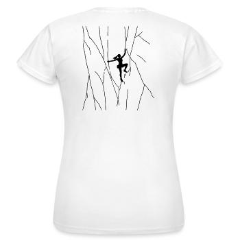 Girl climbs on rock outdoor bouldering free solo - Women's T-Shirt - white - Back - AI Model Female 172 dark (172cm)