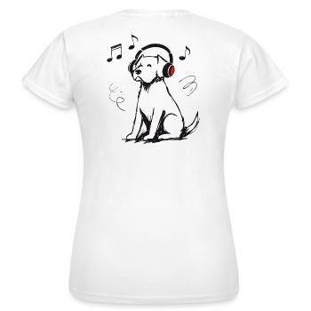 Dog Headphones Music Sketch Dog Gift - Women's T-Shirt - white - Back - AI Model Female 172 dark (172cm)