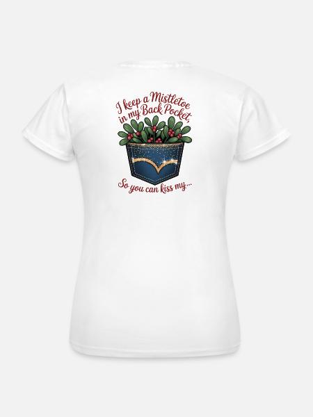 Taschen-Mistelzweig-Kuss - Frauen T-Shirt - Weiß