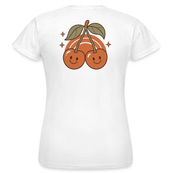 Süße Retro Kirschen Lächeln  - Frauen T-Shirt - Weiß - Hinten - AI Model Female 172 dark (172cm)