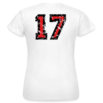 Le numéro dix-sept, - No. 17 (deux couleurs) rouge - T-shirt Femme - blanc - Dos - AI Model Female 172 dark (172cm)