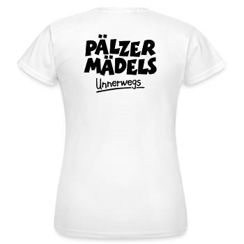Pälzer Mädels unnerwegs - Pfälzer Mädels unterwegs - Frauen T-Shirt - Weiß - Hinten - AI Model Female 172 dark (172cm)