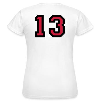 Le numéro 13 - numéro de treize - T-shirt Femme - blanc - Dos - AI Model Female 172 dark (172cm)
